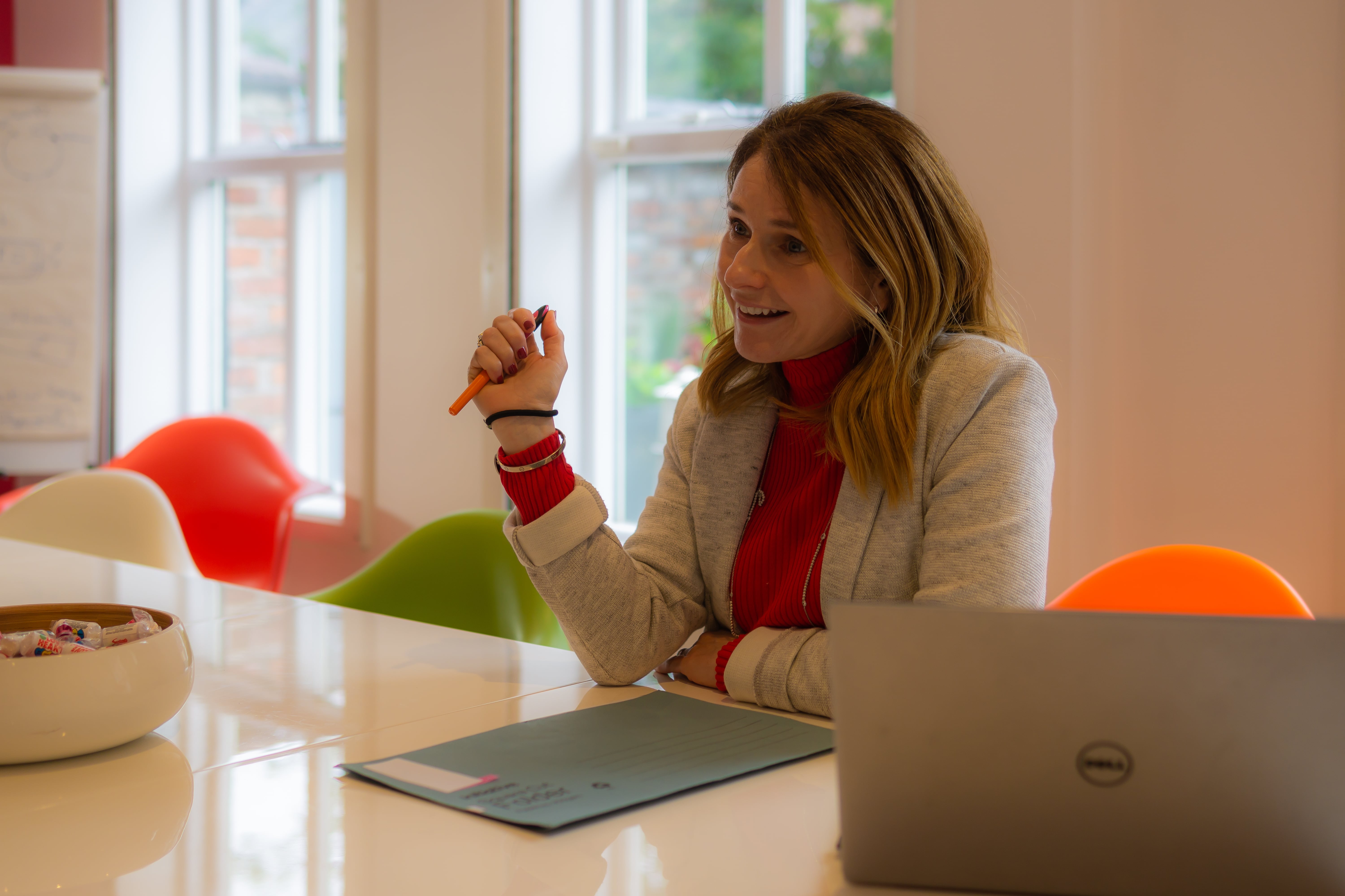 Marcia Lister listening during a mediation session