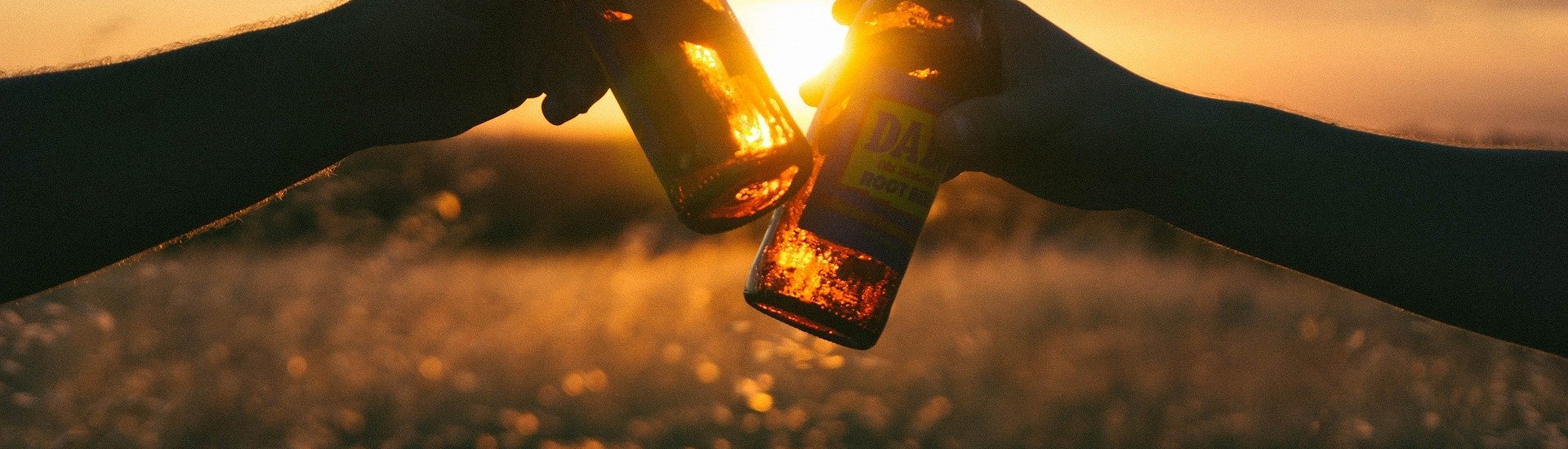 People cheers with beer bottles