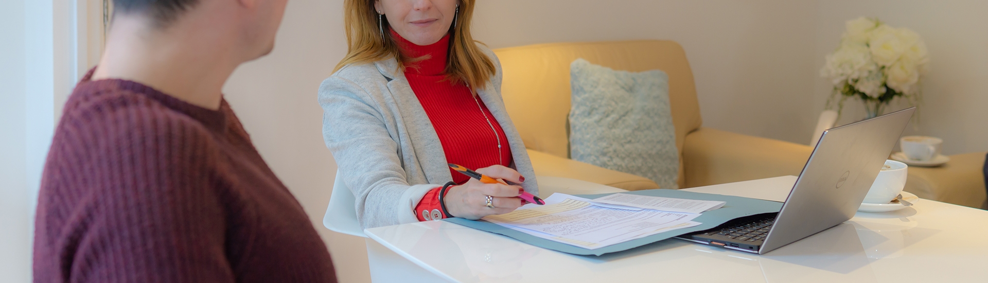 Marcia Lister chats with a young man