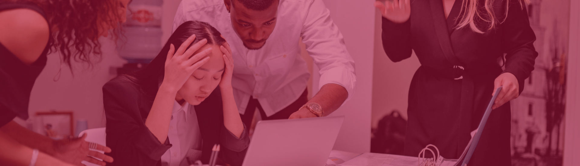 group of mixed ethnicities and genders arguing